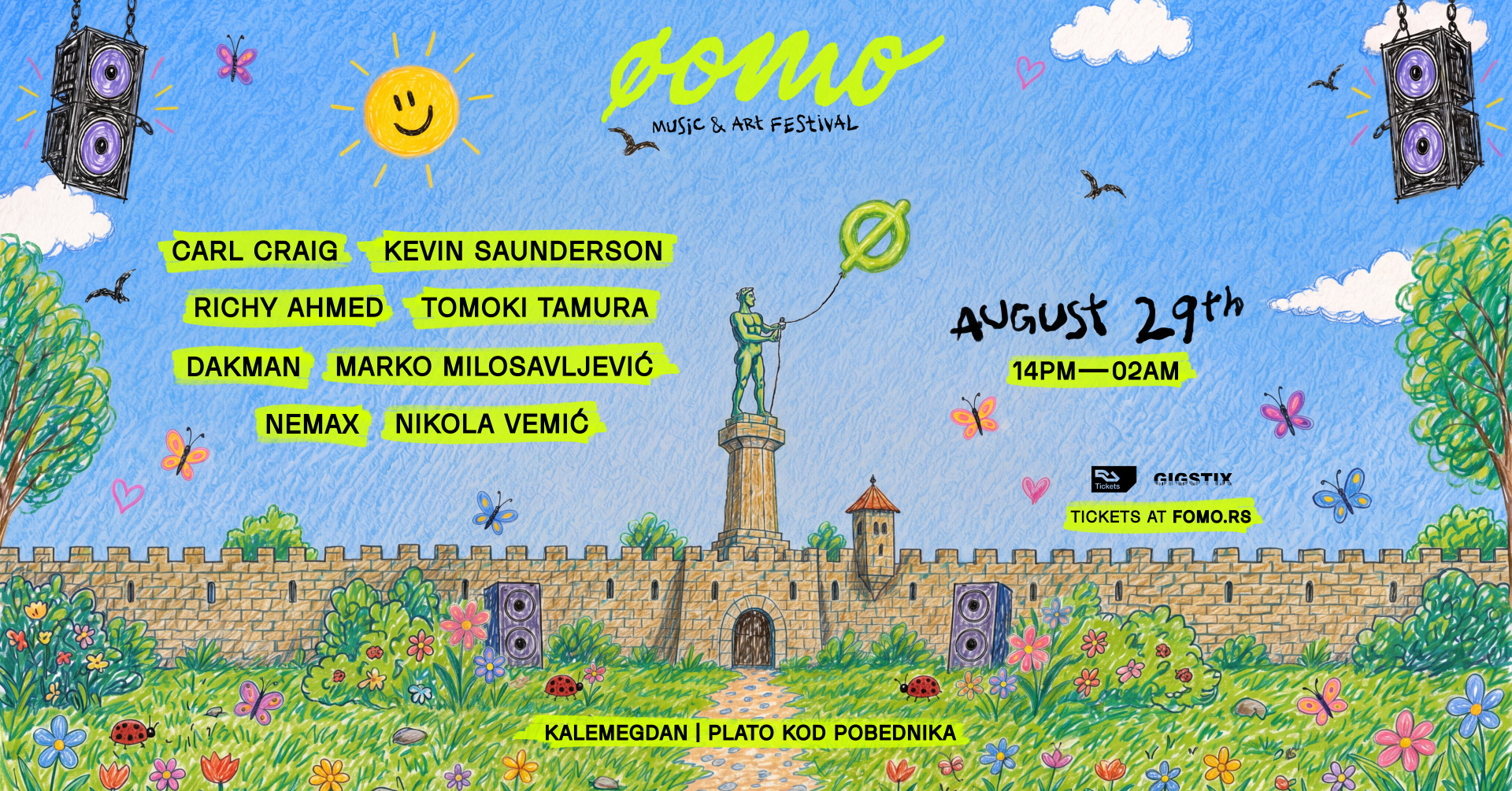 ØOMO Music & Art Festival — August 29, 14:00–02:00, Plato kod Pobednika at Kalemegdan